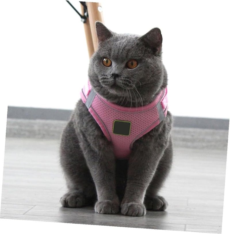 سترة ورقبة كلب وردية عاكسة ومجموعة مقود Xs شبكة قابلة للتنفس لا تسحب خفيفة الوزن - Image 2